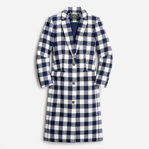 Blue and white plaid J.Crew coat, Alfie topcoat in buffalo check Italian wool